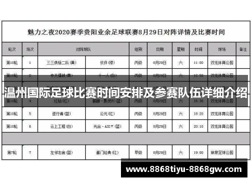 温州国际足球比赛时间安排及参赛队伍详细介绍